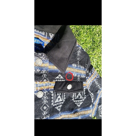 Pendleton Vintage Fit Blue Black Aztec Wool Jacket Size Medium Button Womans - Picture 12 of 13